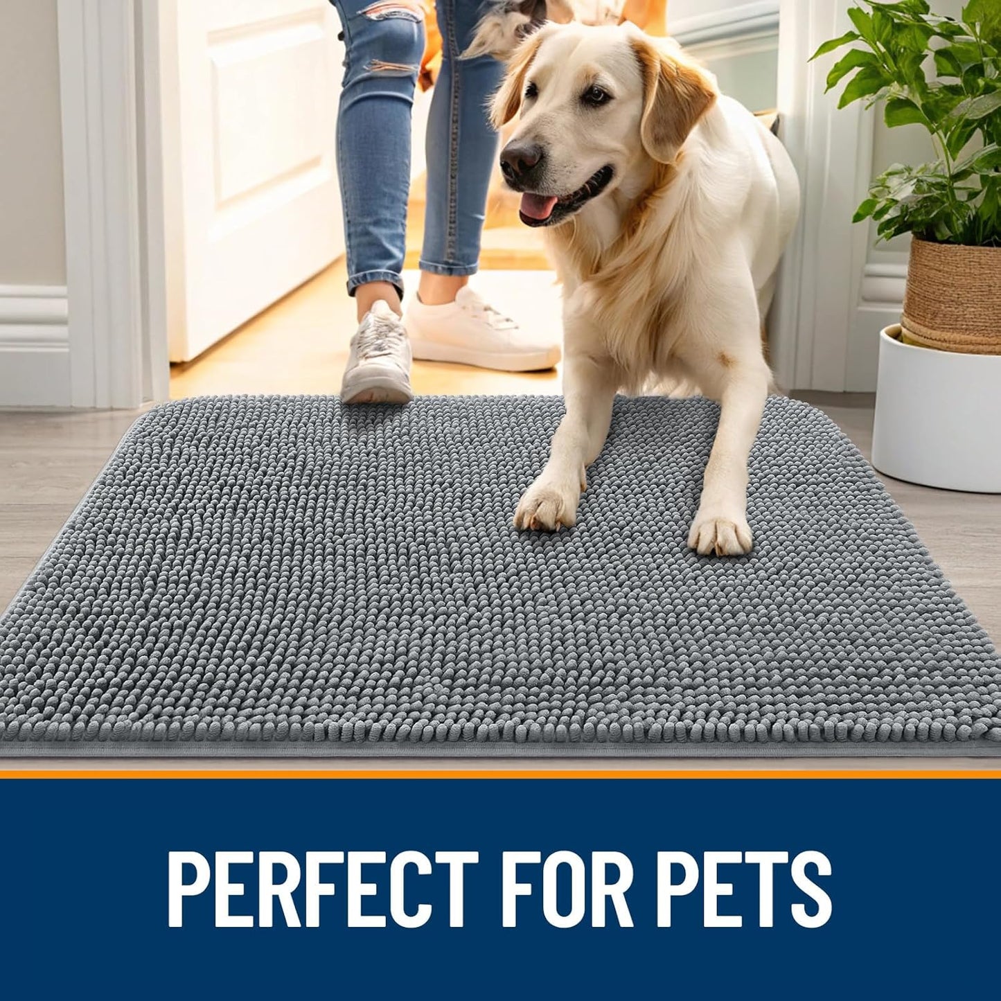 Best Overall (Recommended) Muddy Paws Door Mat 30x20 – Super Absorbent, Traps Dirt & Moisture