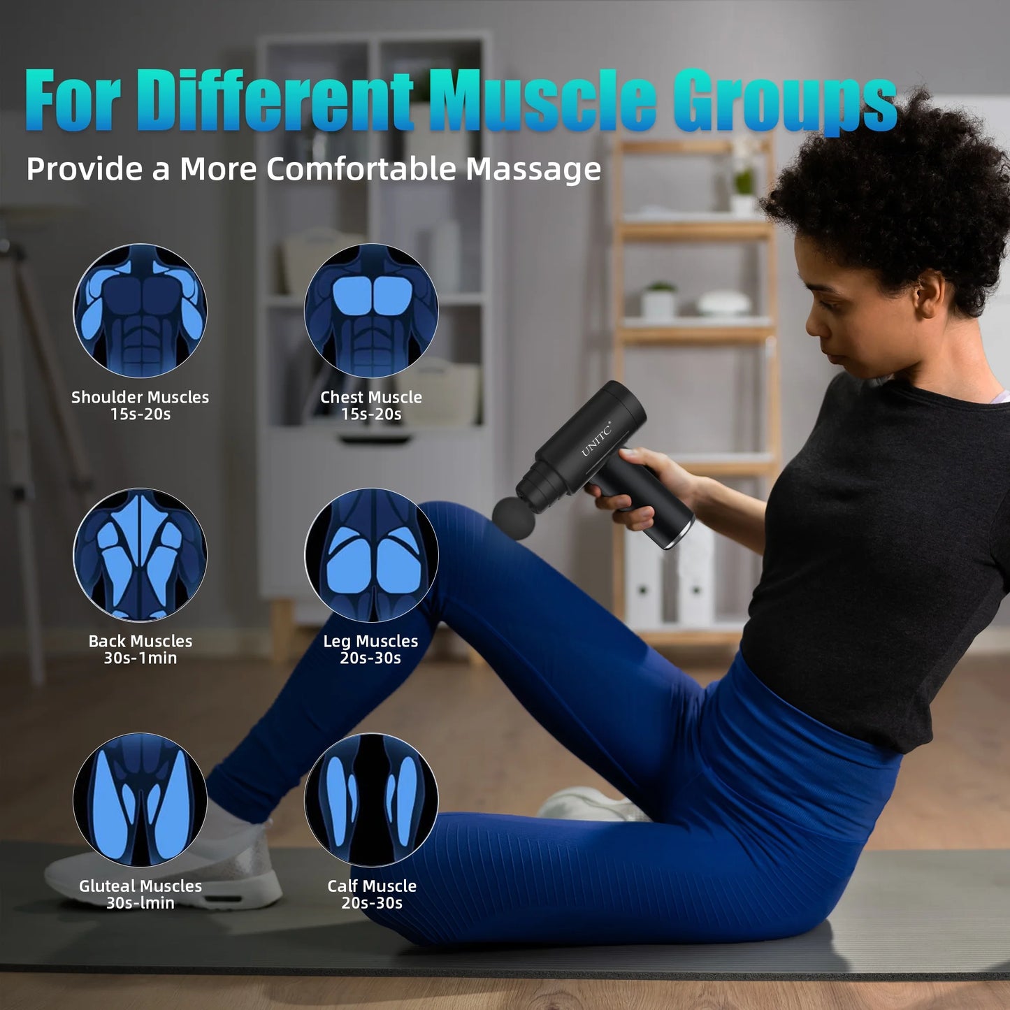 Unitc Mini Massage Gun with Heat & Cold - Deep Tissue Massager with 6 Heads