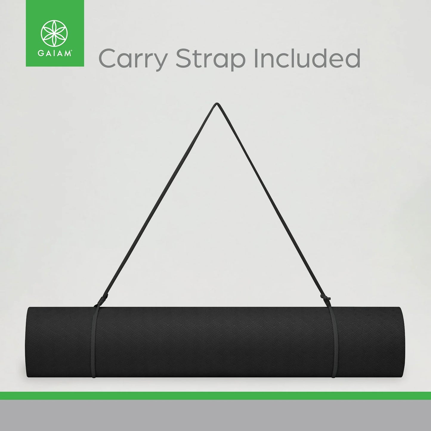 Gaiam Performance Yoga Mat - Durable TPE, 23.5" x 68" x 6MM Thick, Black