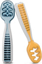 Baby Spoons Set - First Stage Self-Feeding GOOtensils for 6+ Months (2 Pack Blue/Orange)