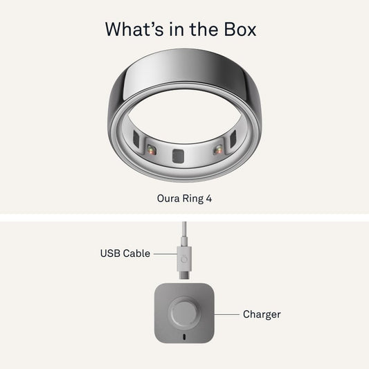 Oura Ring 4 - Silver - Size 8 - Smart Ring for Sleep, Fitness & Health Tracking