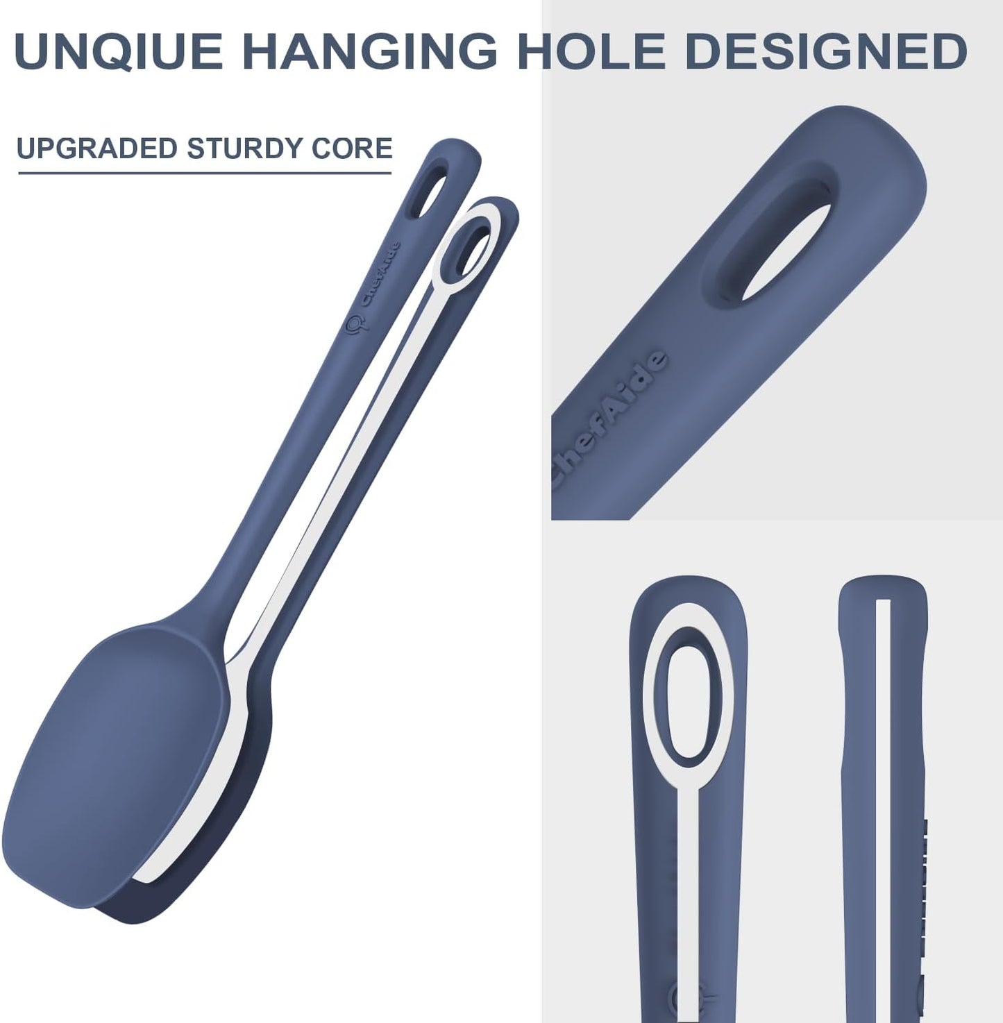 Food Grade Rubber Spatula - Heat Resistant Up to 600°F with Ergonomic Grip Handle for Nonstick Cookware