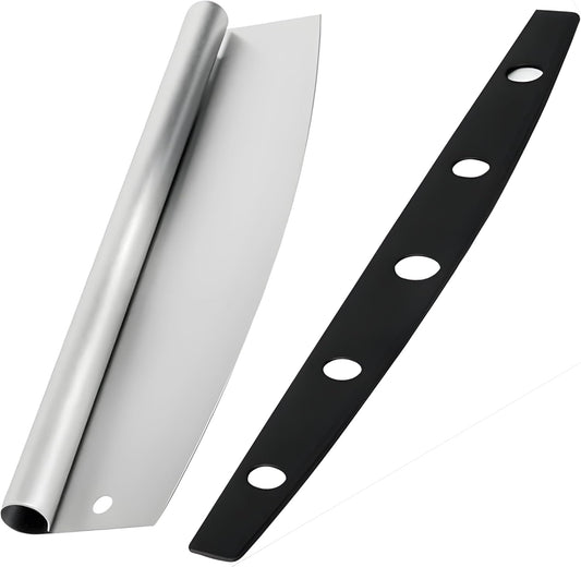 Multifunctional Stainless Steel Pizza Cutter & Chopper - Heavy-Duty Chef Knife Style Slicer