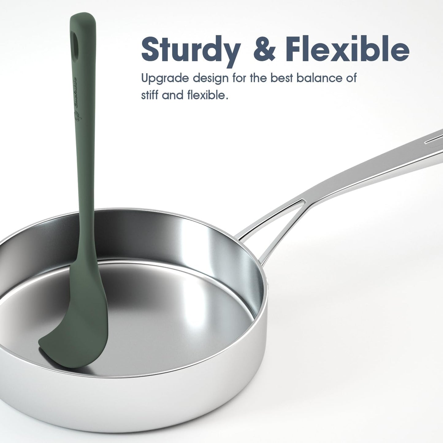 Food Grade Rubber Spatula - Heat Resistant Up to 600°F with Ergonomic Grip Handle for Nonstick Cookware