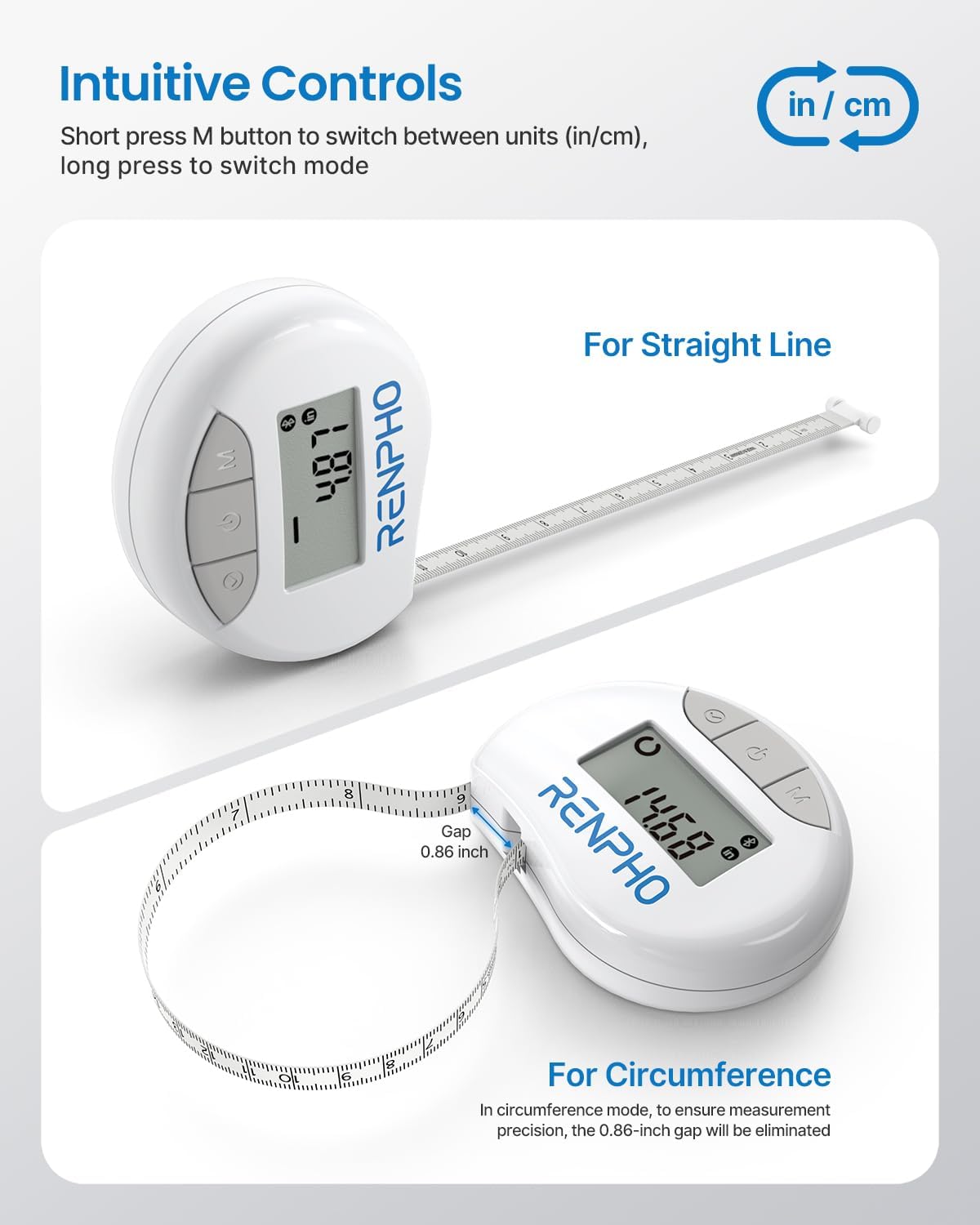 Smart Body Measuring Tape - Bluetooth Fitness Tracker for Weight Loss & Muscle Gain