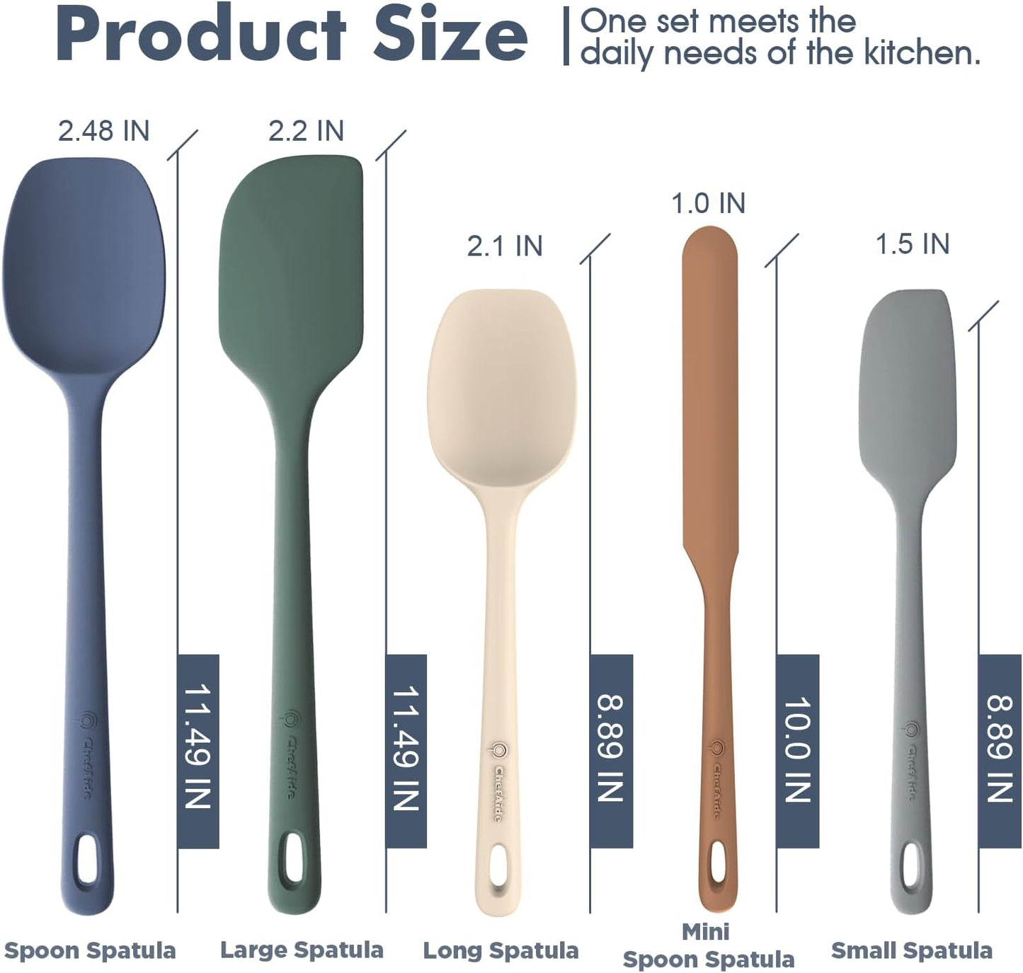 Food Grade Rubber Spatula - Heat Resistant Up to 600°F with Ergonomic Grip Handle for Nonstick Cookware