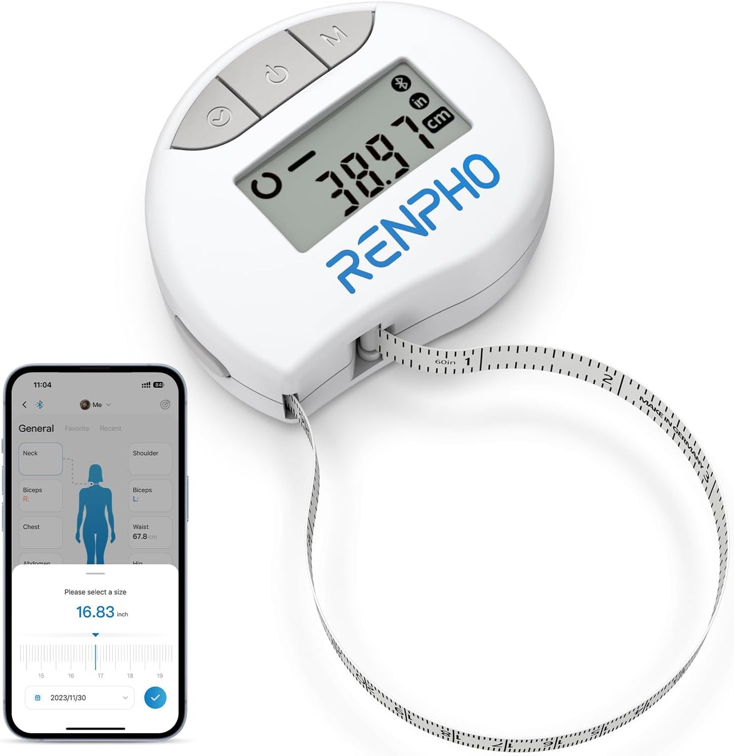 Smart Body Measuring Tape - Bluetooth Fitness Tracker for Weight Loss & Muscle Gain