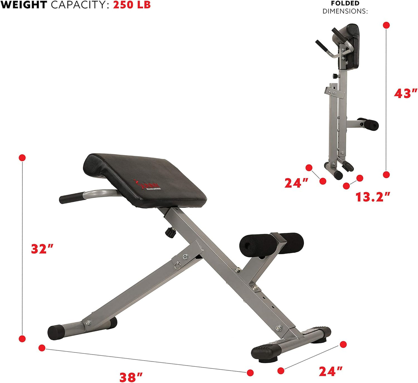 Foldable Roman Chair - Adjustable Hyperextension Bench for Back, Glute & Ab Workouts