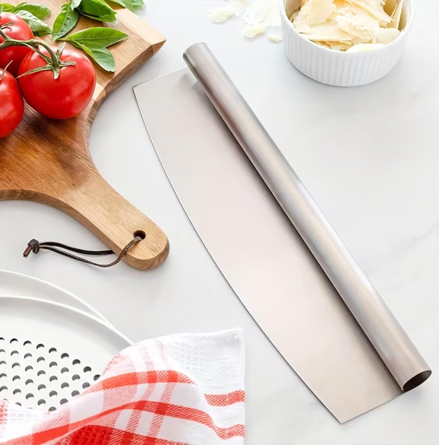 Multifunctional Stainless Steel Pizza Cutter & Chopper - Heavy-Duty Chef Knife Style Slicer