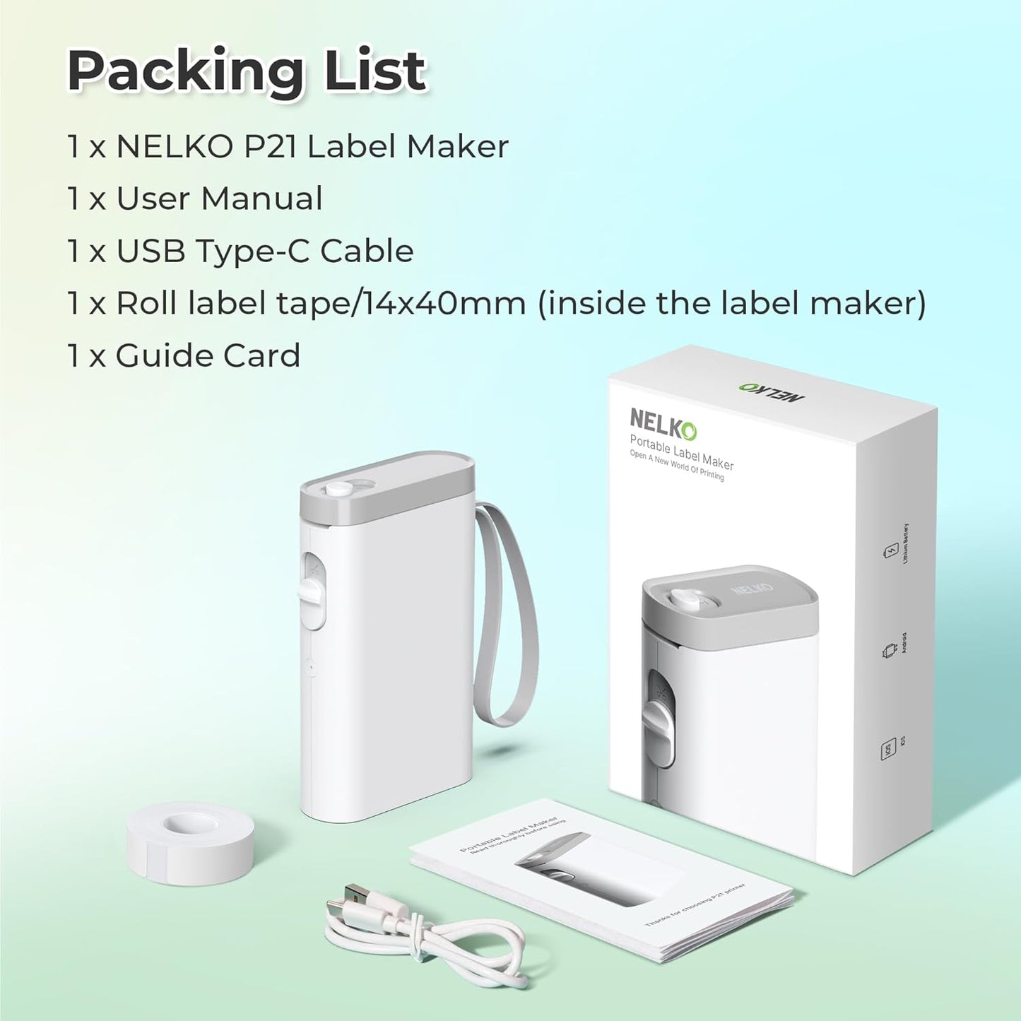 P21 Bluetooth Label Maker Machine - Wireless Mini Label Printer with Multiple Templates