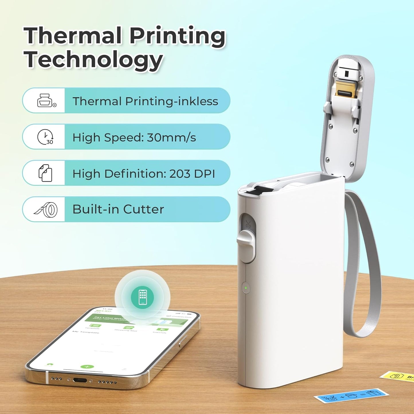 P21 Bluetooth Label Maker Machine - Wireless Mini Label Printer with Multiple Templates