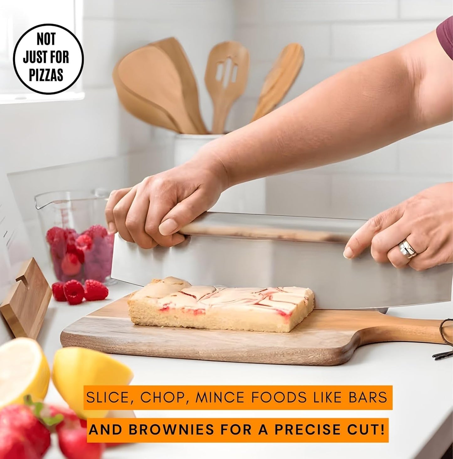 Multifunctional Stainless Steel Pizza Cutter & Chopper - Heavy-Duty Chef Knife Style Slicer