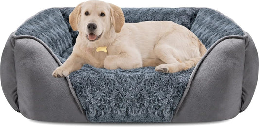 Orthopedic Dog Bed Large 30x24x9 - Washable Rectangle Pet Bed with Anti-Slip Bottom