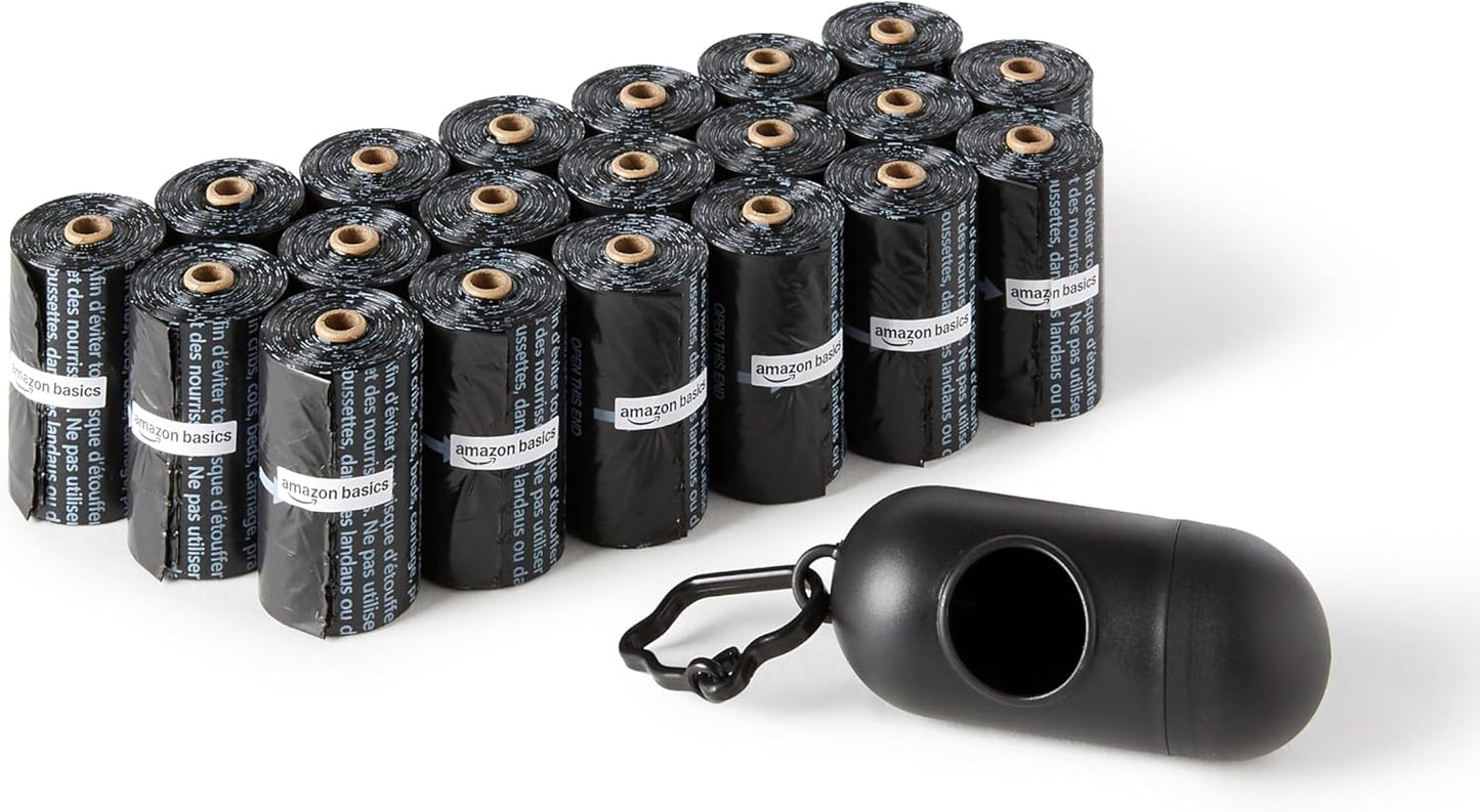 Dog Poop Bags with Dispenser - 300 Count Leakproof Unscented Waste Bags with Leash Clip