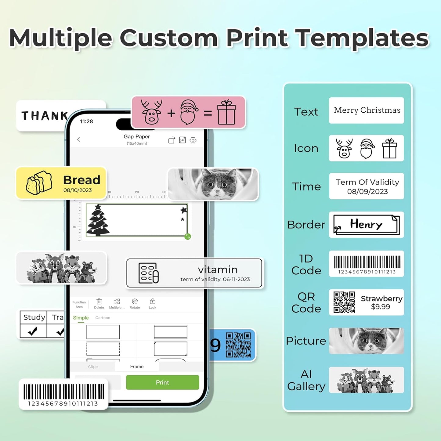 P21 Bluetooth Label Maker Machine - Wireless Mini Label Printer with Multiple Templates