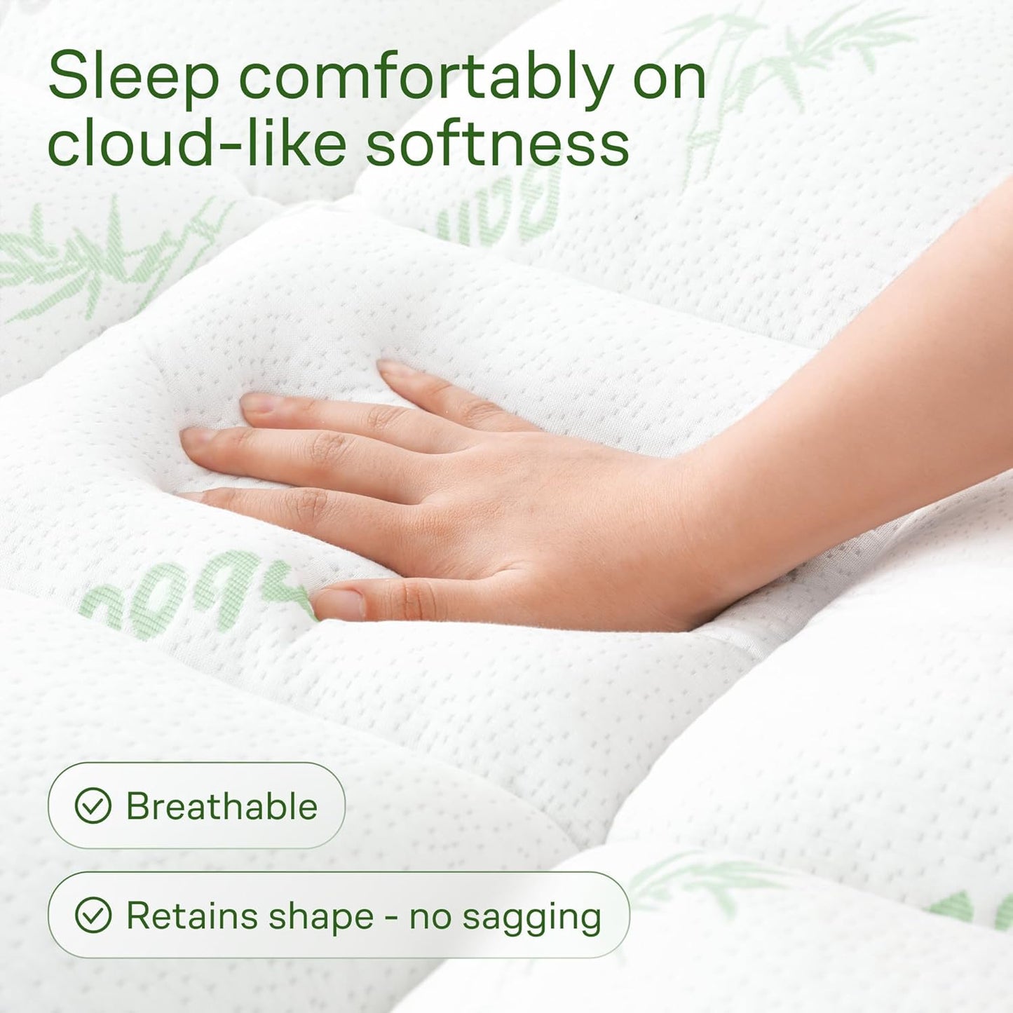 Ultra Soft Queen Size Mattress Topper - Viscose Made from Bamboo Pillow Top for Back Pain Relief & Cooling