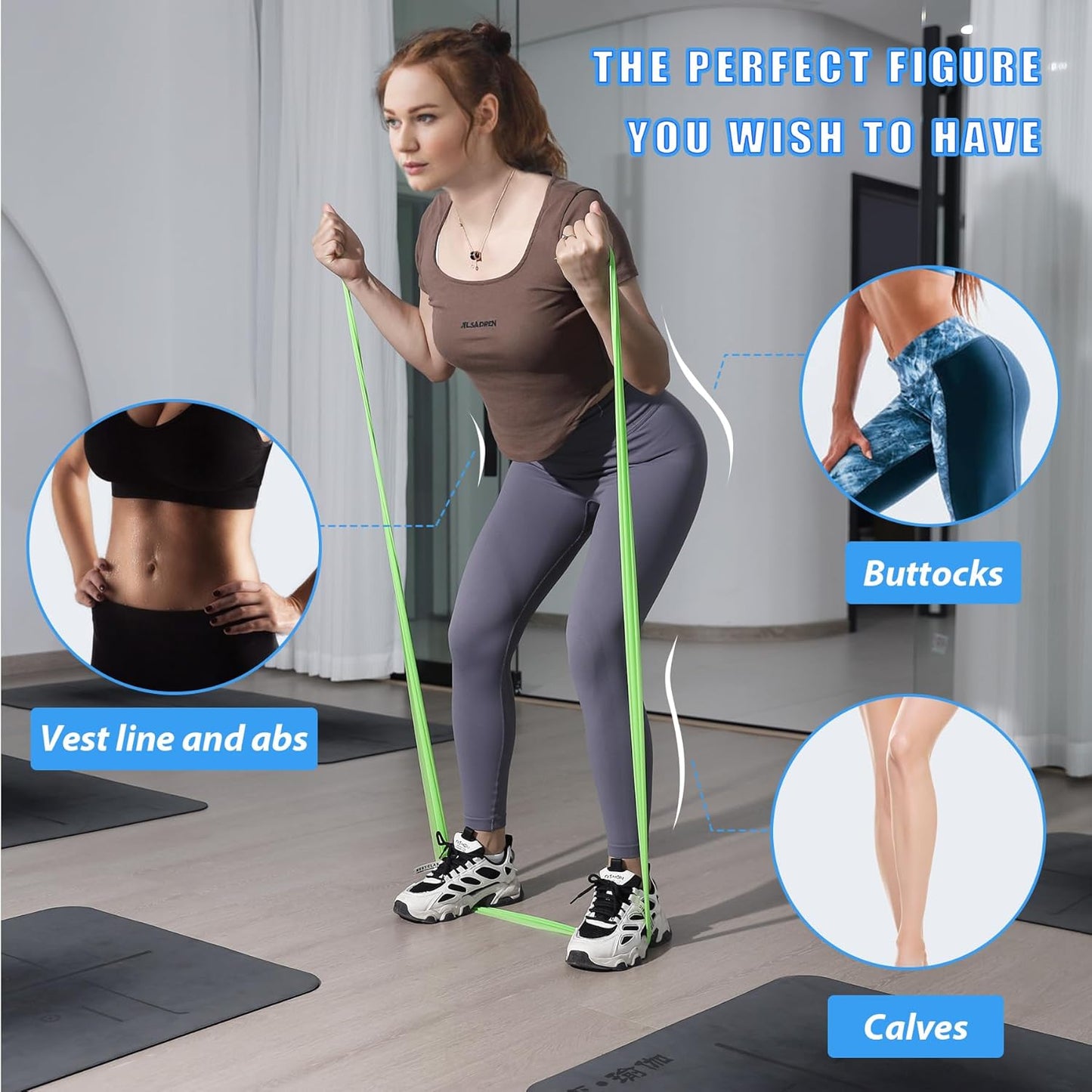 Resistance Bands Set - Latex Free Exercise Bands for Workout, Physical Therapy & Stretching