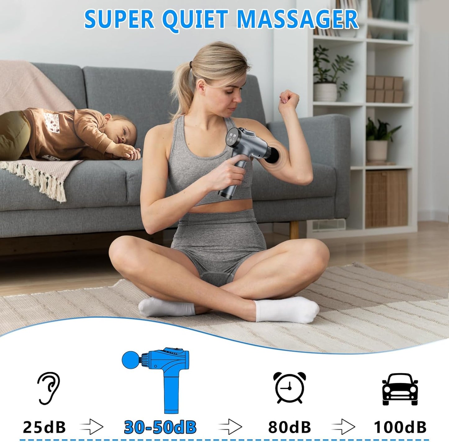 Massage Gun - Professional Deep Tissue Percussion Massager with 30 Speed Levels & 9 Heads