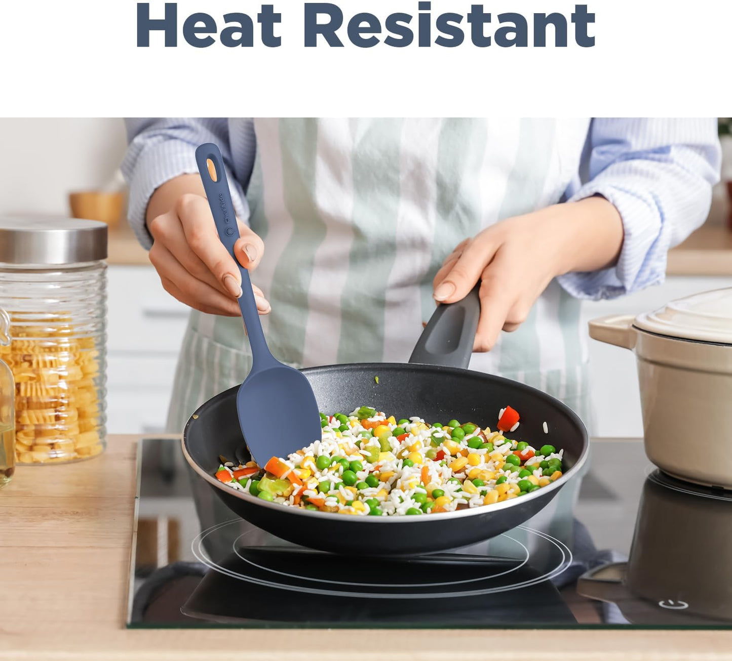 Food Grade Rubber Spatula - Heat Resistant Up to 600°F with Ergonomic Grip Handle for Nonstick Cookware