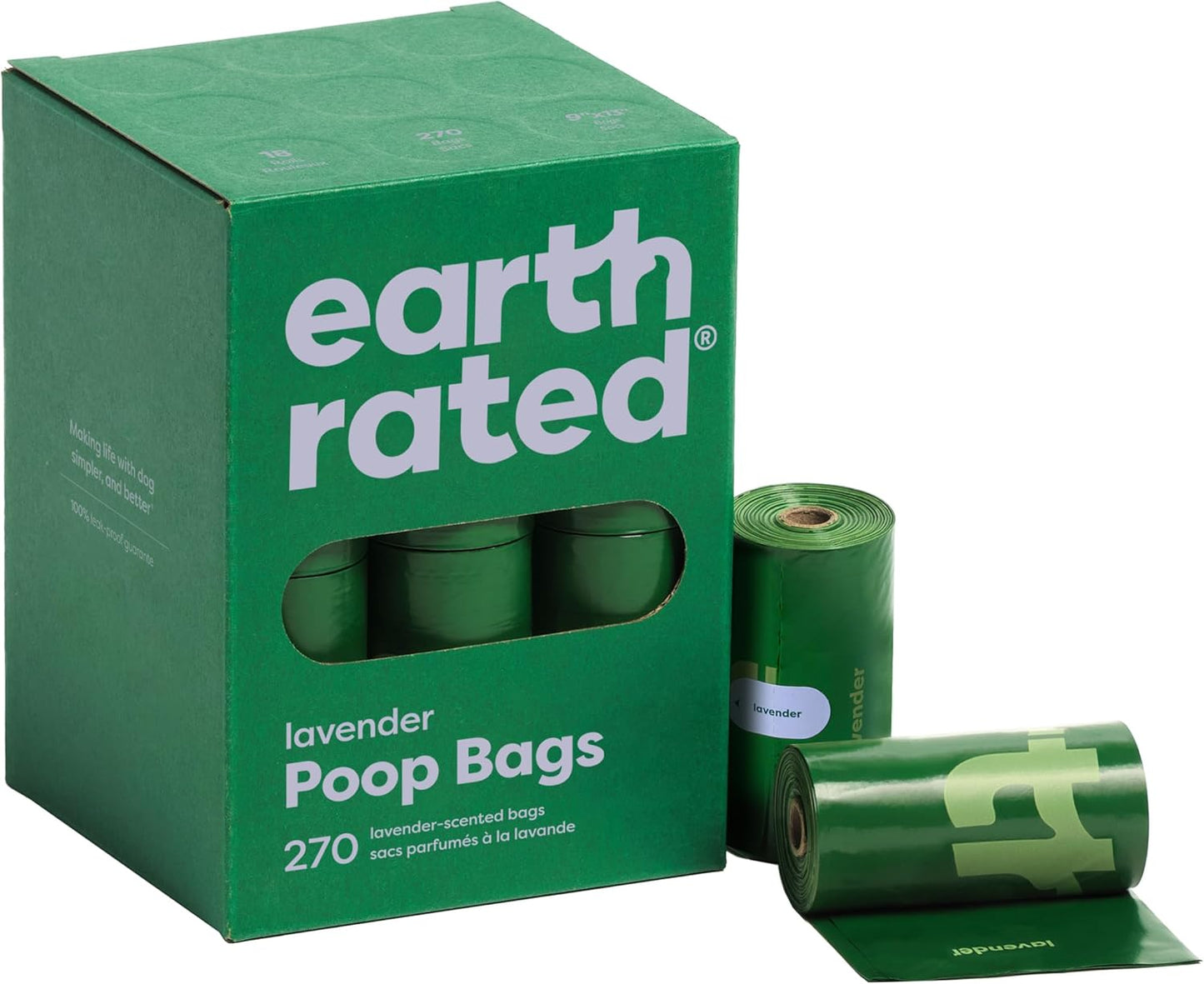 Poop Bags for Dogs - 270 Count Leak Proof Extra Thick Waste Bag Refill Rolls - Lavender Scented