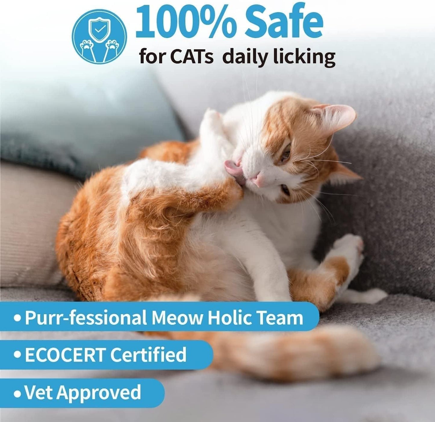 Waterless Cat Shampoo with Brush - 5oz No Rinse Foam Bath for Cats & Kittens