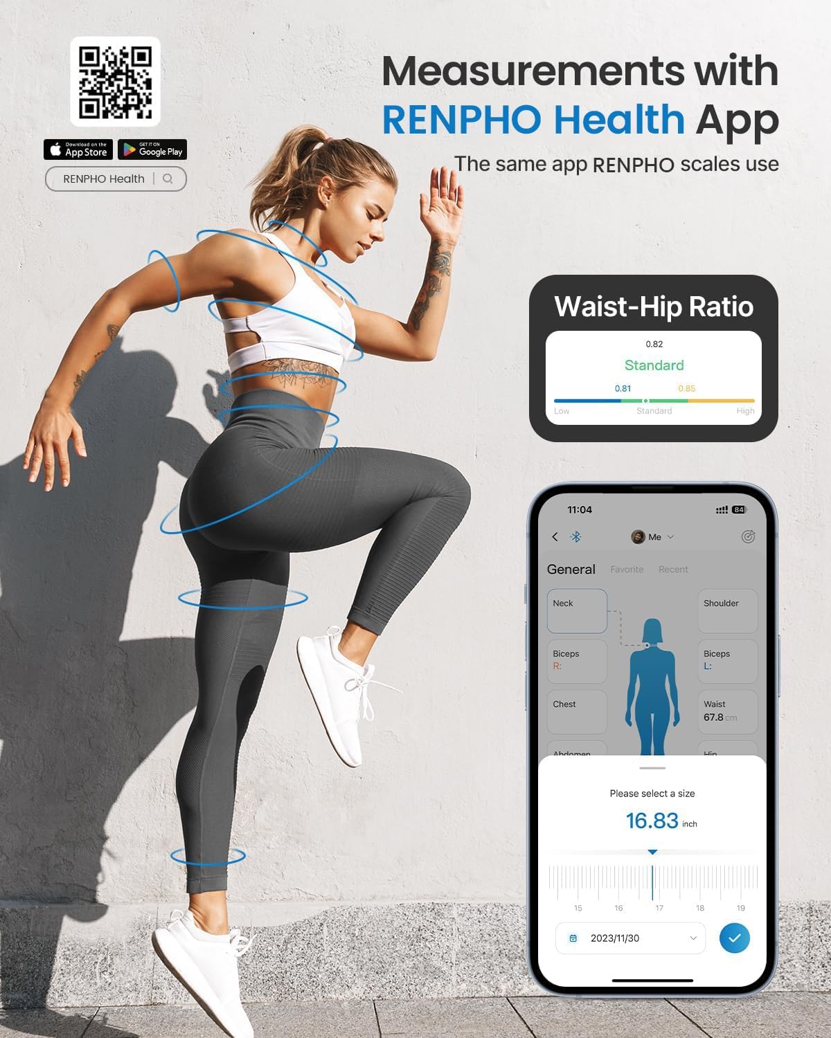 Smart Body Measuring Tape - Bluetooth Fitness Tracker for Weight Loss & Muscle Gain