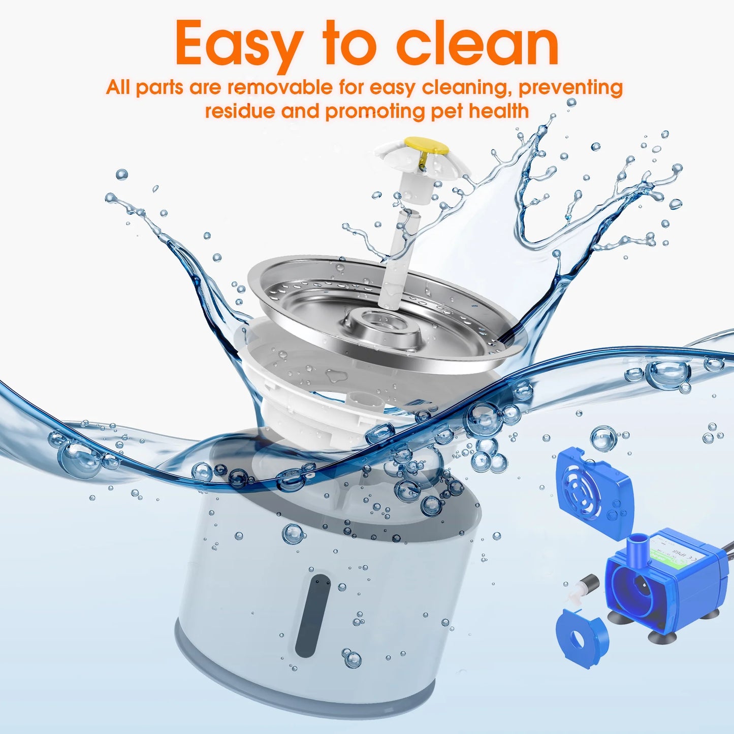 Pet Fountain - Automatic Cat Water Fountain for Cats and Dogs, 80oz/2.4L Capacity