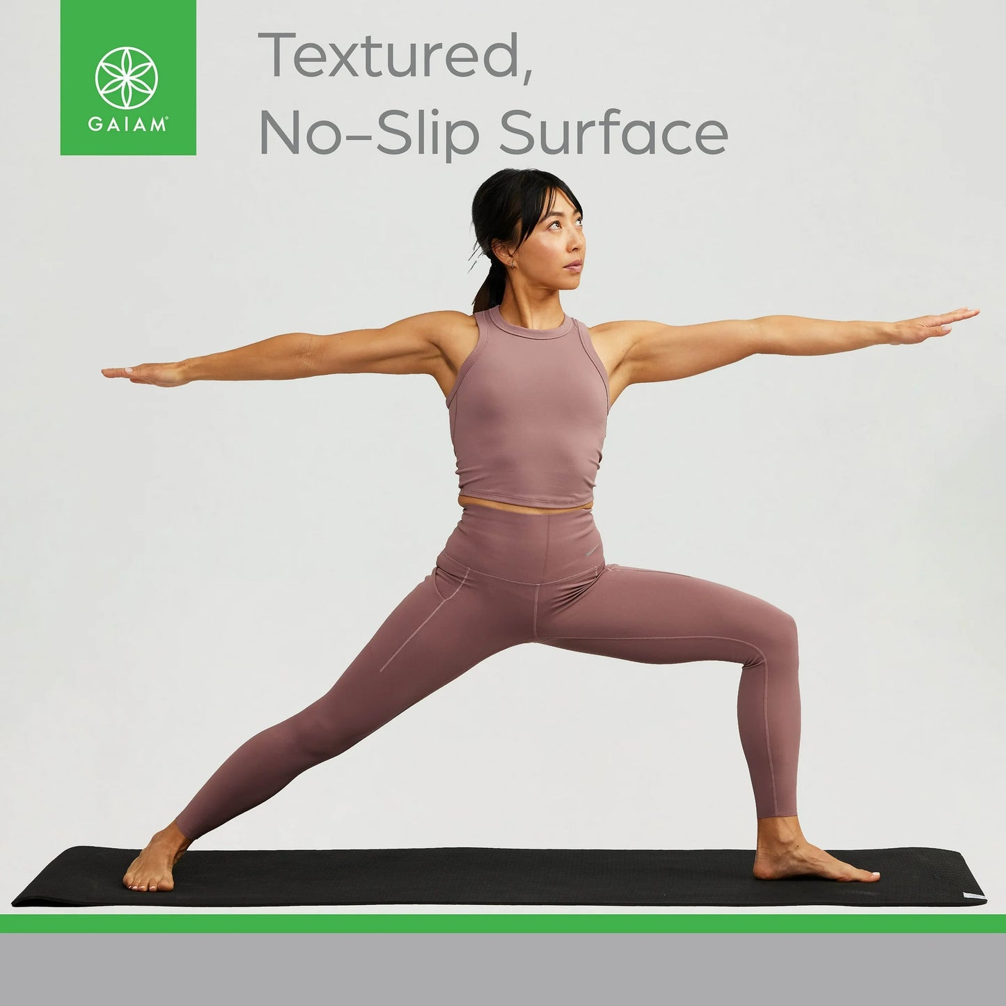 Gaiam Performance Yoga Mat - Durable TPE, 23.5" x 68" x 6MM Thick, Black