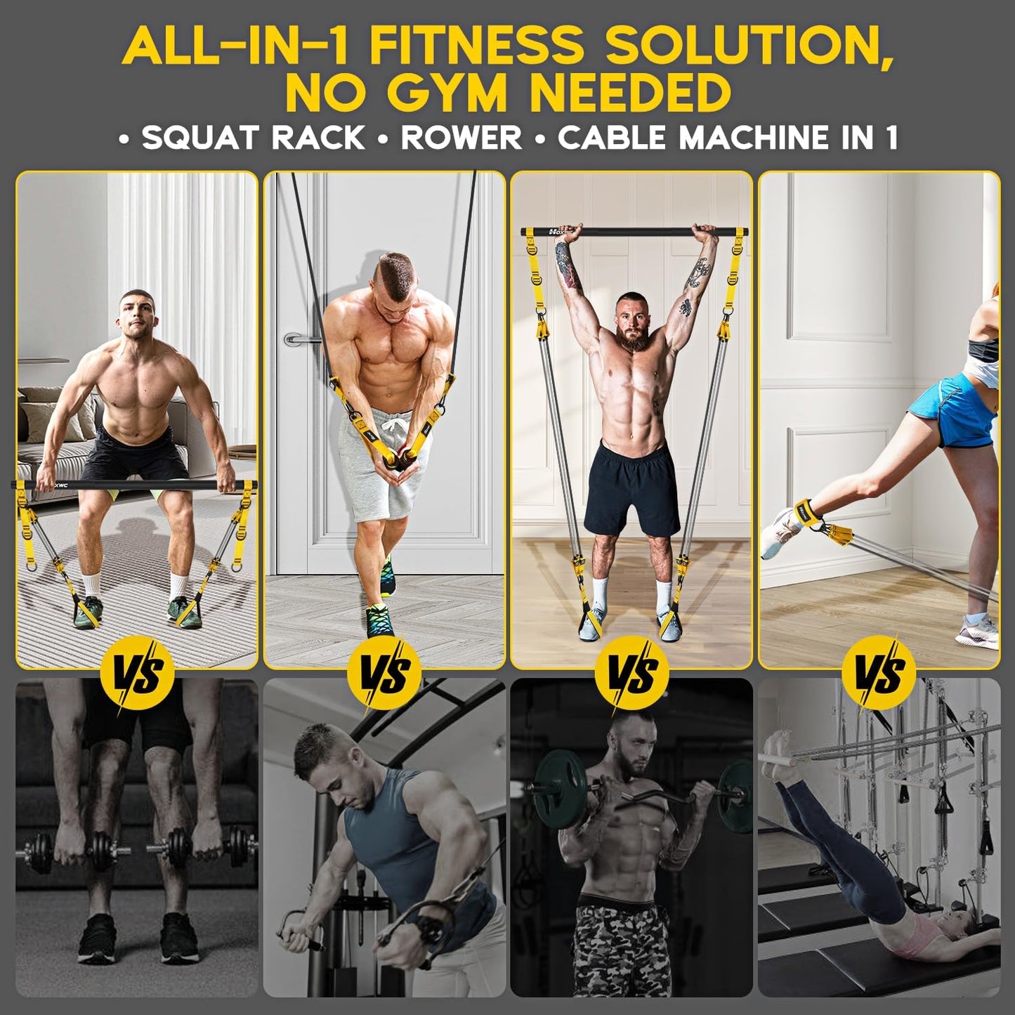 Pilates Equipment - Portable Pilates Bar Kit with Resistance Bands for Full Body Workout