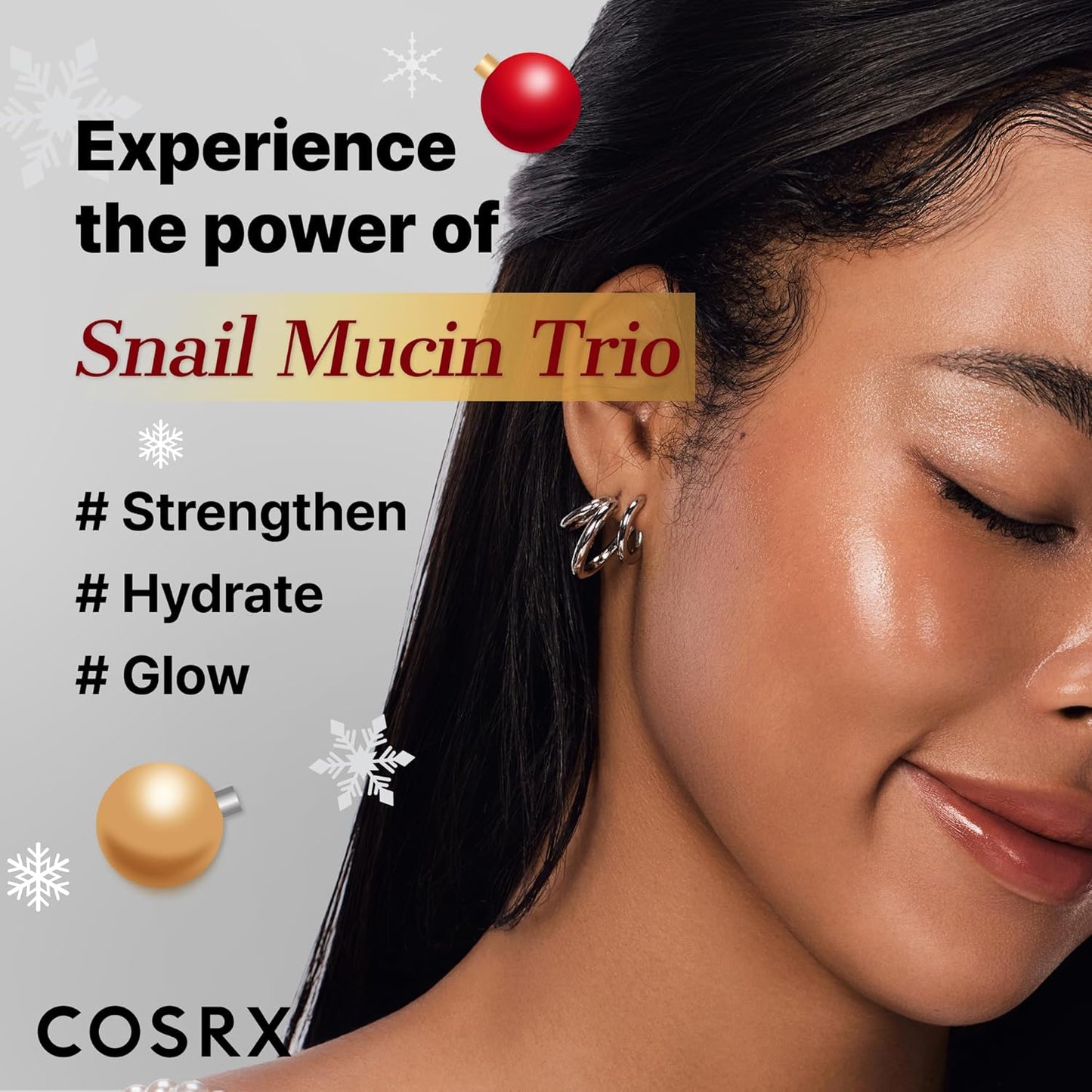 COSRX Snail Mucin Limited Holiday Gift Set - Repairing Serum, Moisturizer & Collagen Face Mask