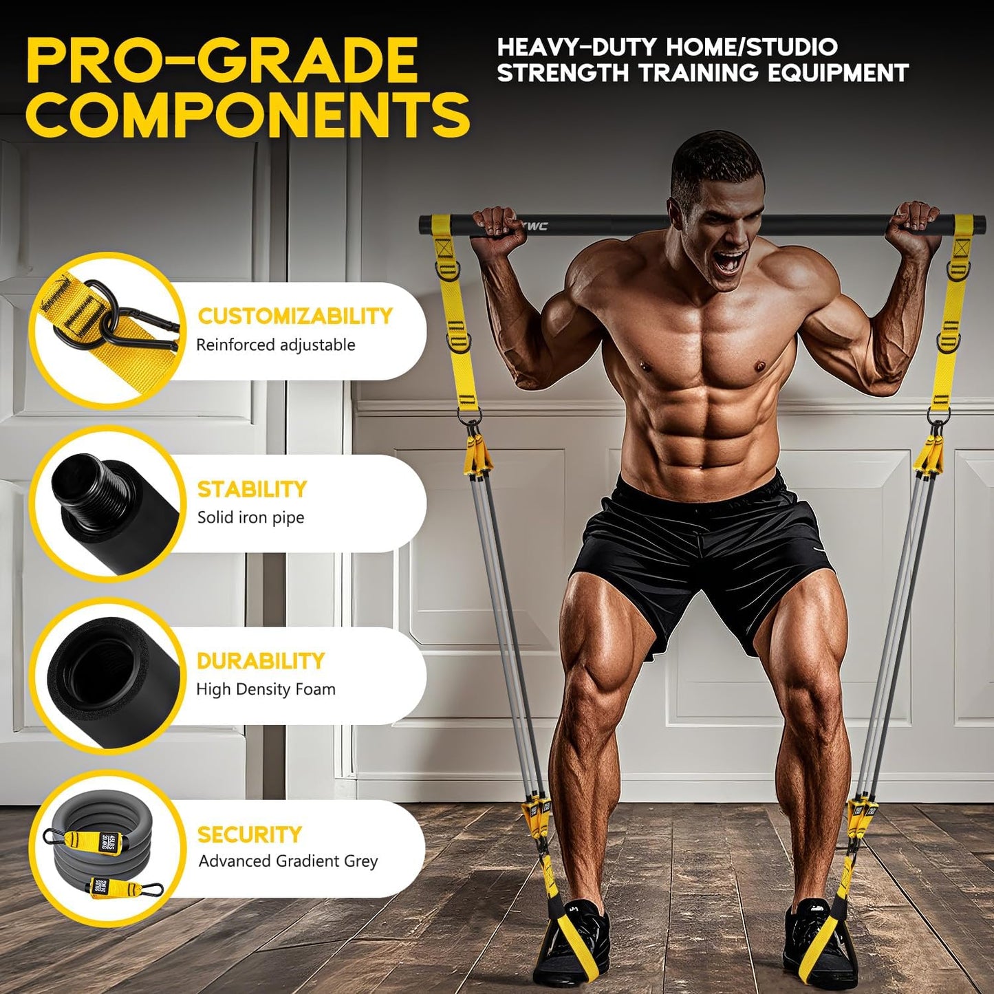 Pilates Equipment - Portable Pilates Bar Kit with Resistance Bands for Full Body Workout