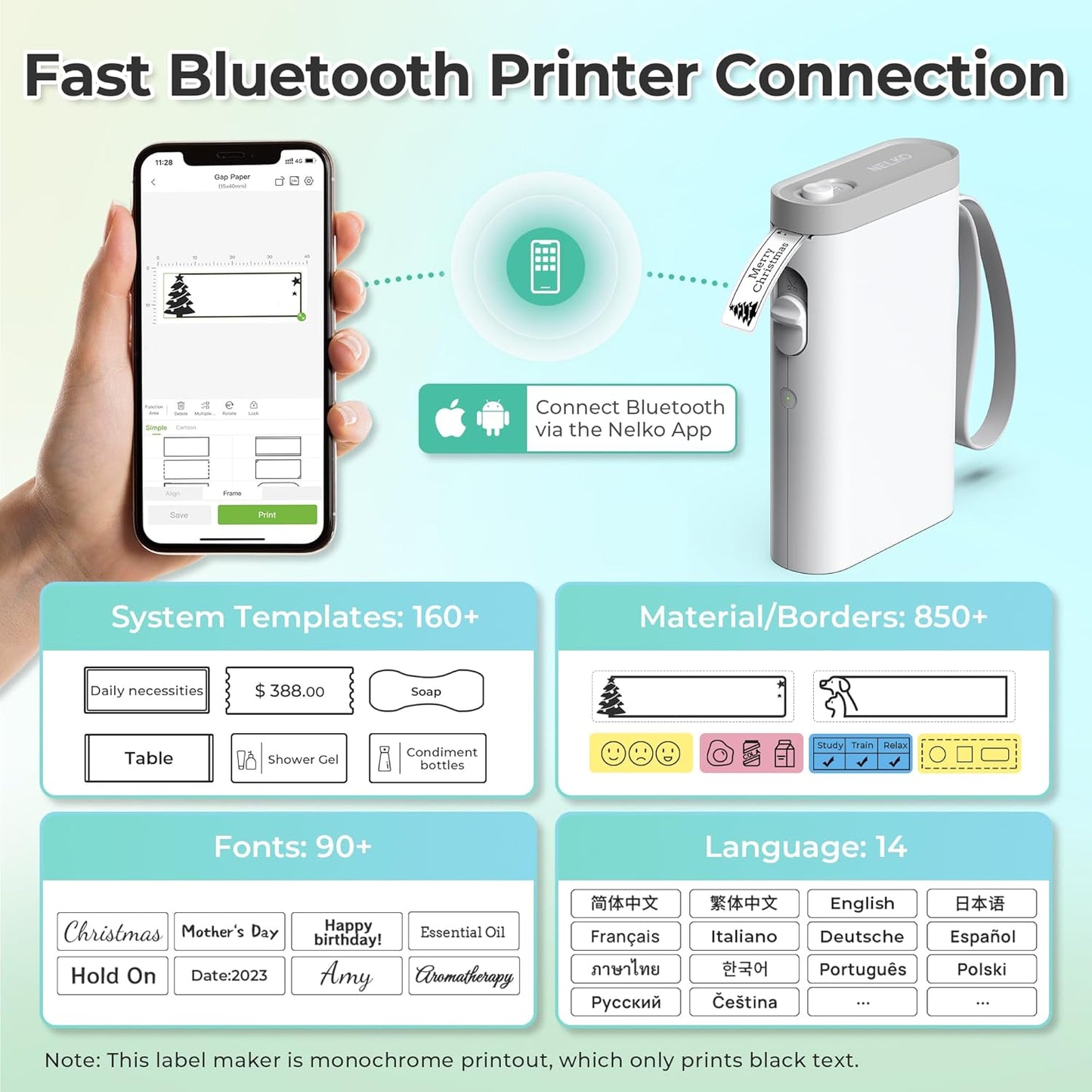 P21 Bluetooth Label Maker Machine - Wireless Mini Label Printer with Multiple Templates