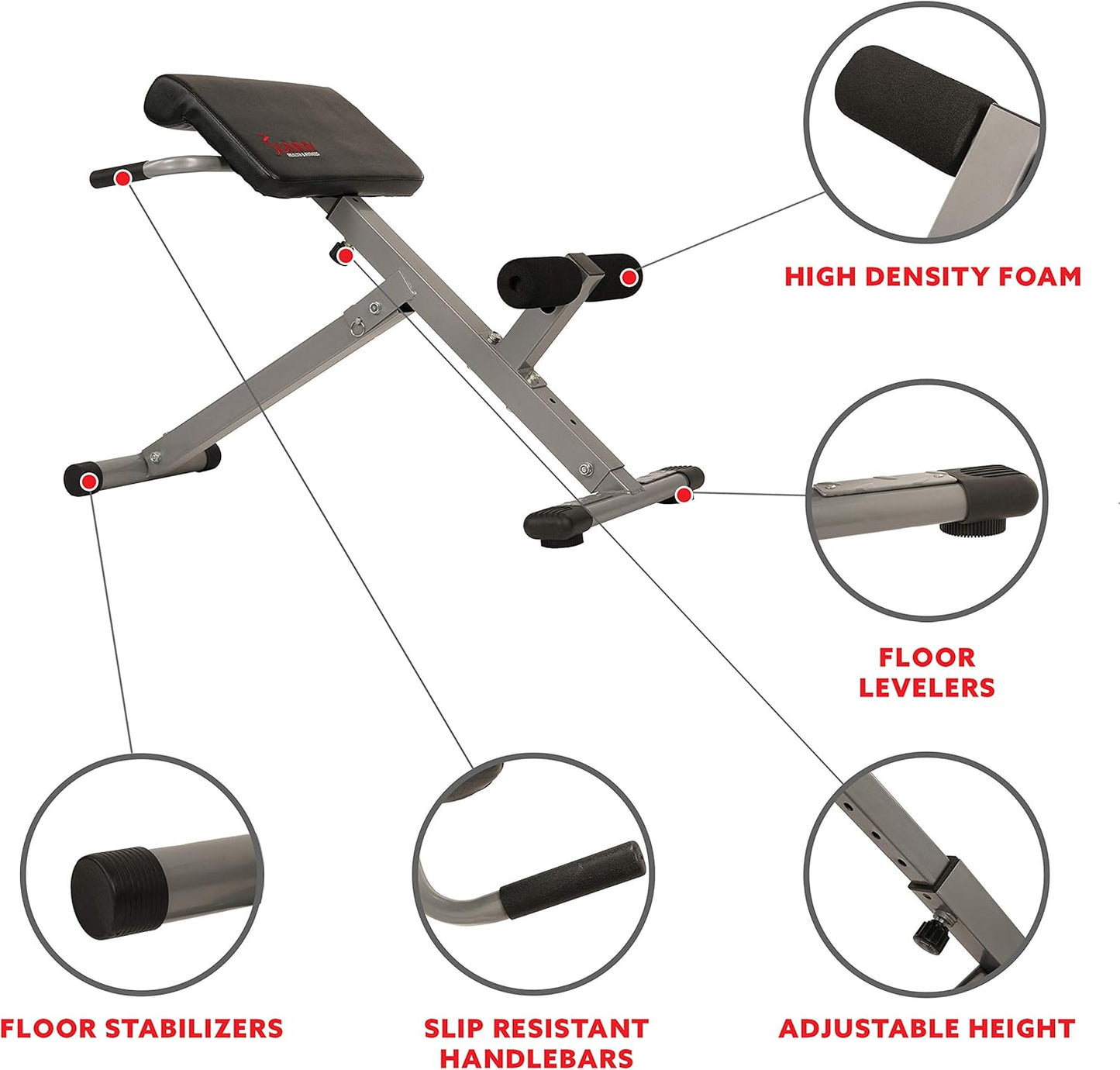 Foldable Roman Chair - Adjustable Hyperextension Bench for Back, Glute & Ab Workouts