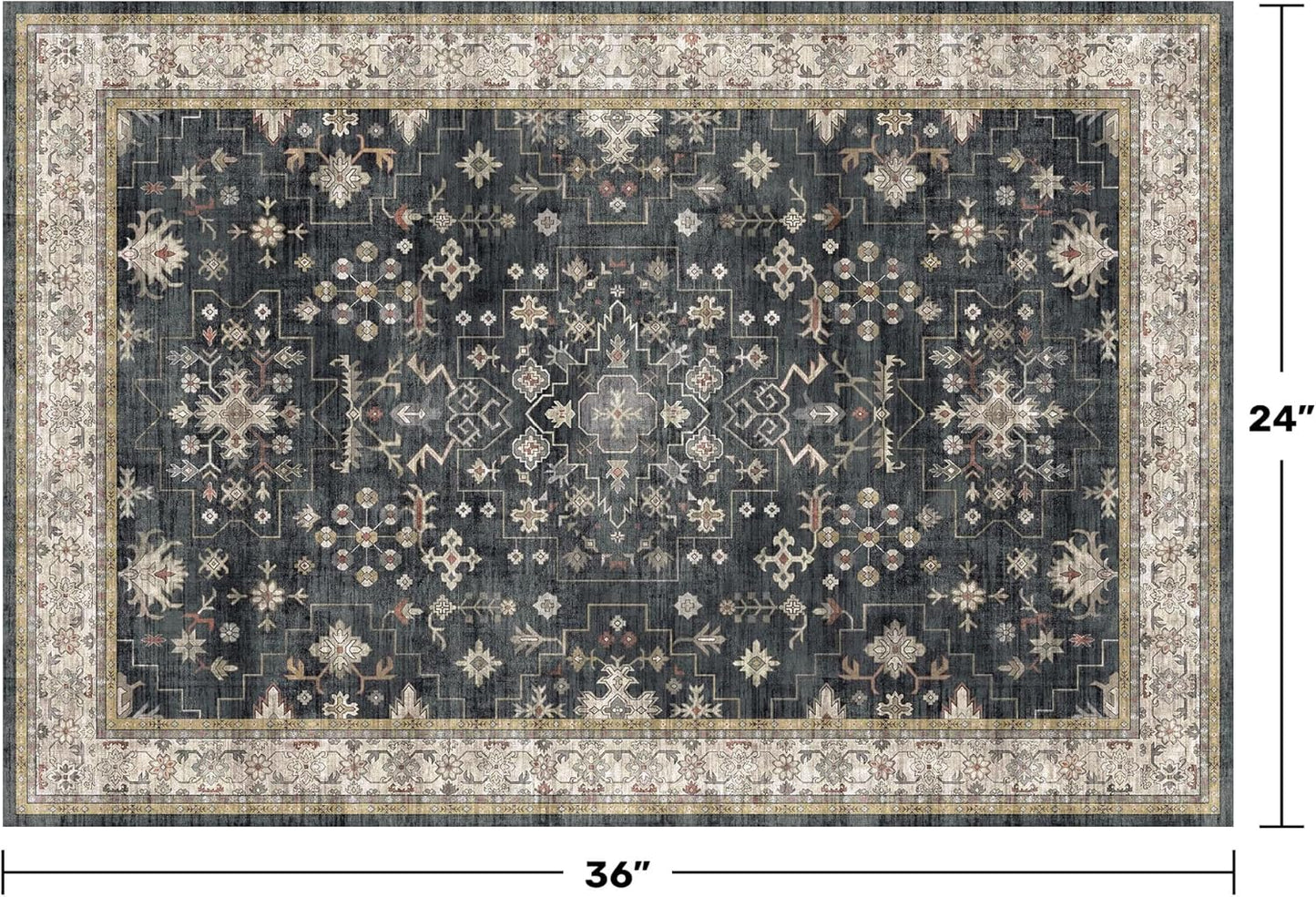 Washable Entry Rug 2x3 - Non-Slip Kitchen Bathroom Door Mat with Farmhouse Floral Design