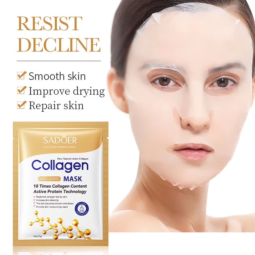 Collagen Face Mask 5-Pack - Anti-Aging Hydrating Sheet Masks for Wrinkles & Fine Lines