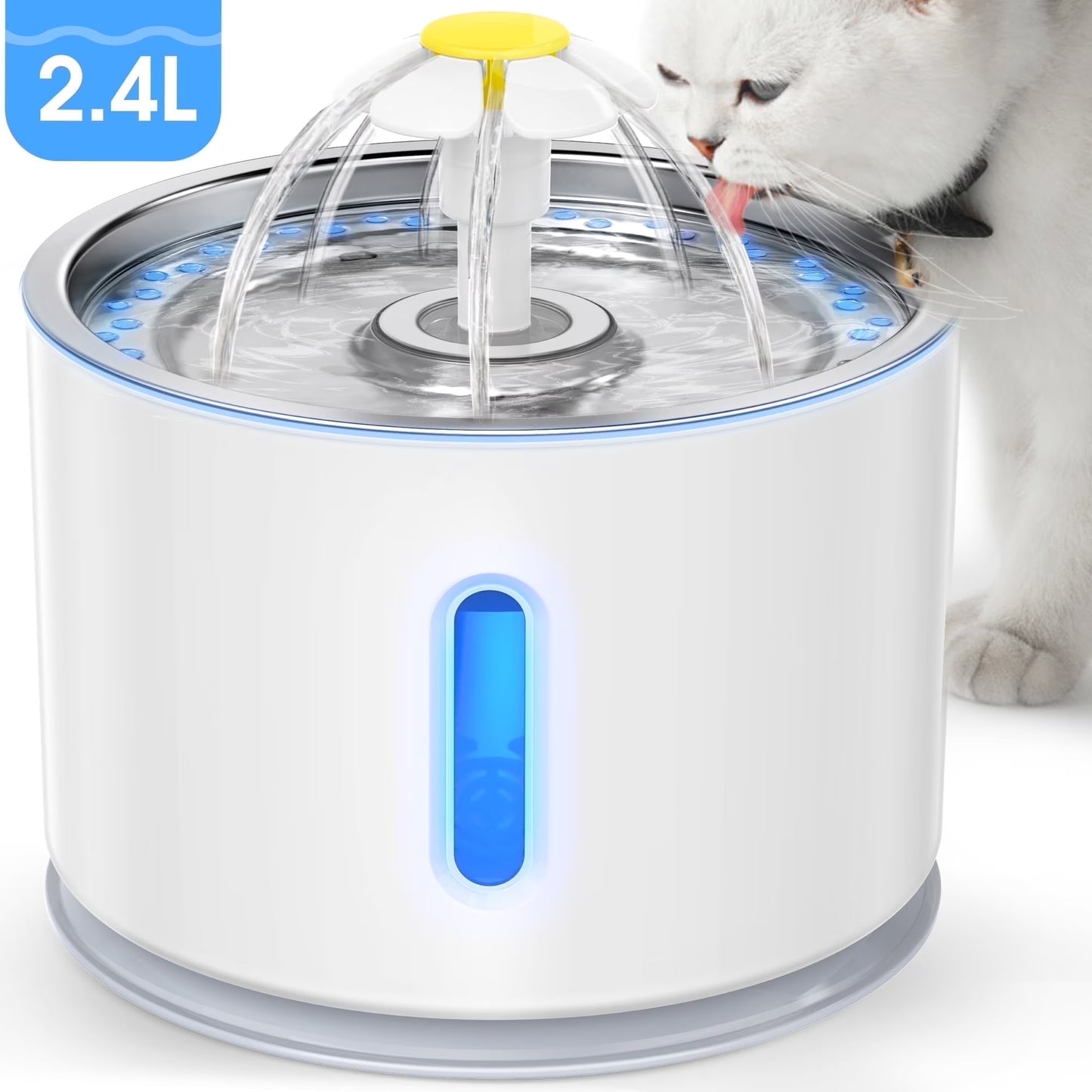 Pet Fountain - Automatic Cat Water Fountain for Cats and Dogs, 80oz/2.4L Capacity