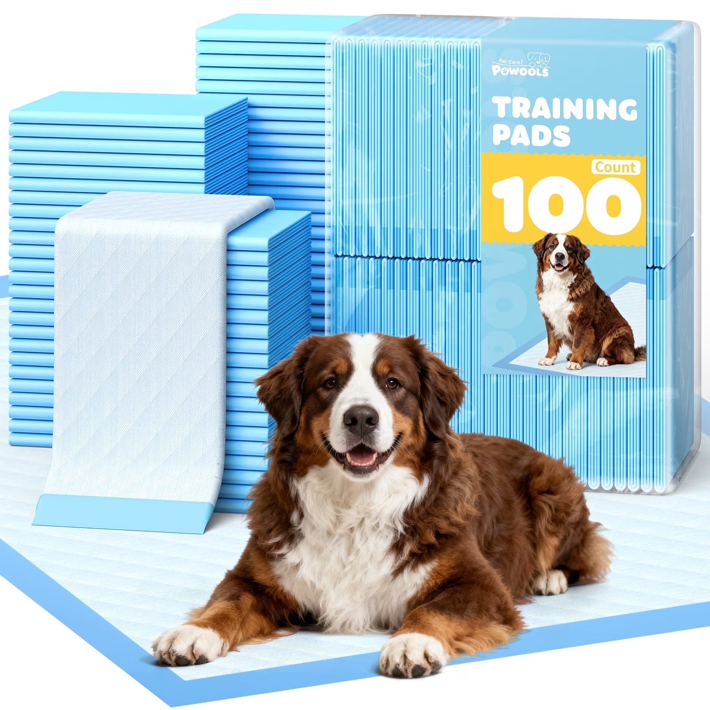 Powools Puppy Pads - Super Absorbent 38" x 28" XX-Large 6-Layer 50 Pack