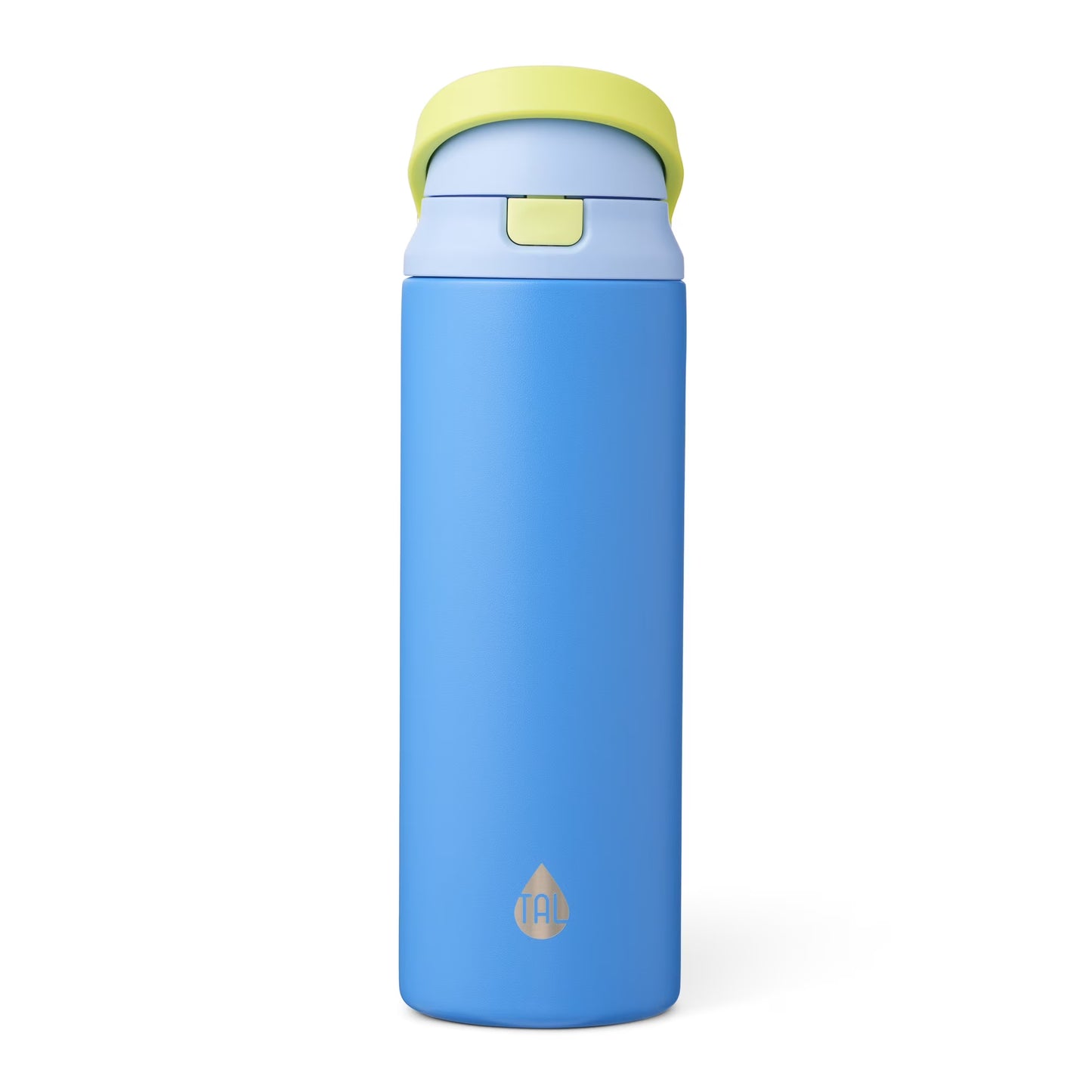 TAL Stainless Steel 2-in-1 Straw and Chug Water Bottle with Push Lid, 24 fl oz, Neon