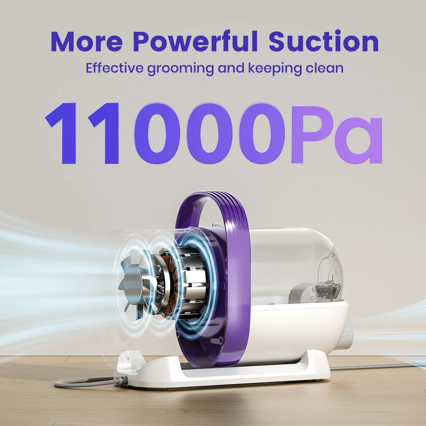 Oneisall LM3 Dog Grooming Vacuum - 8-in-1 Kit, 11000Pa Super Suction, Purple