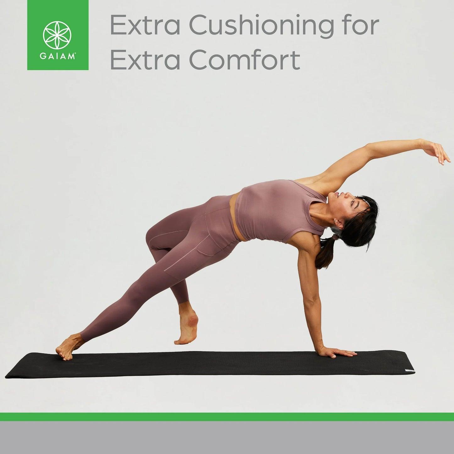 Gaiam Performance Yoga Mat - Durable TPE, 23.5" x 68" x 6MM Thick, Black