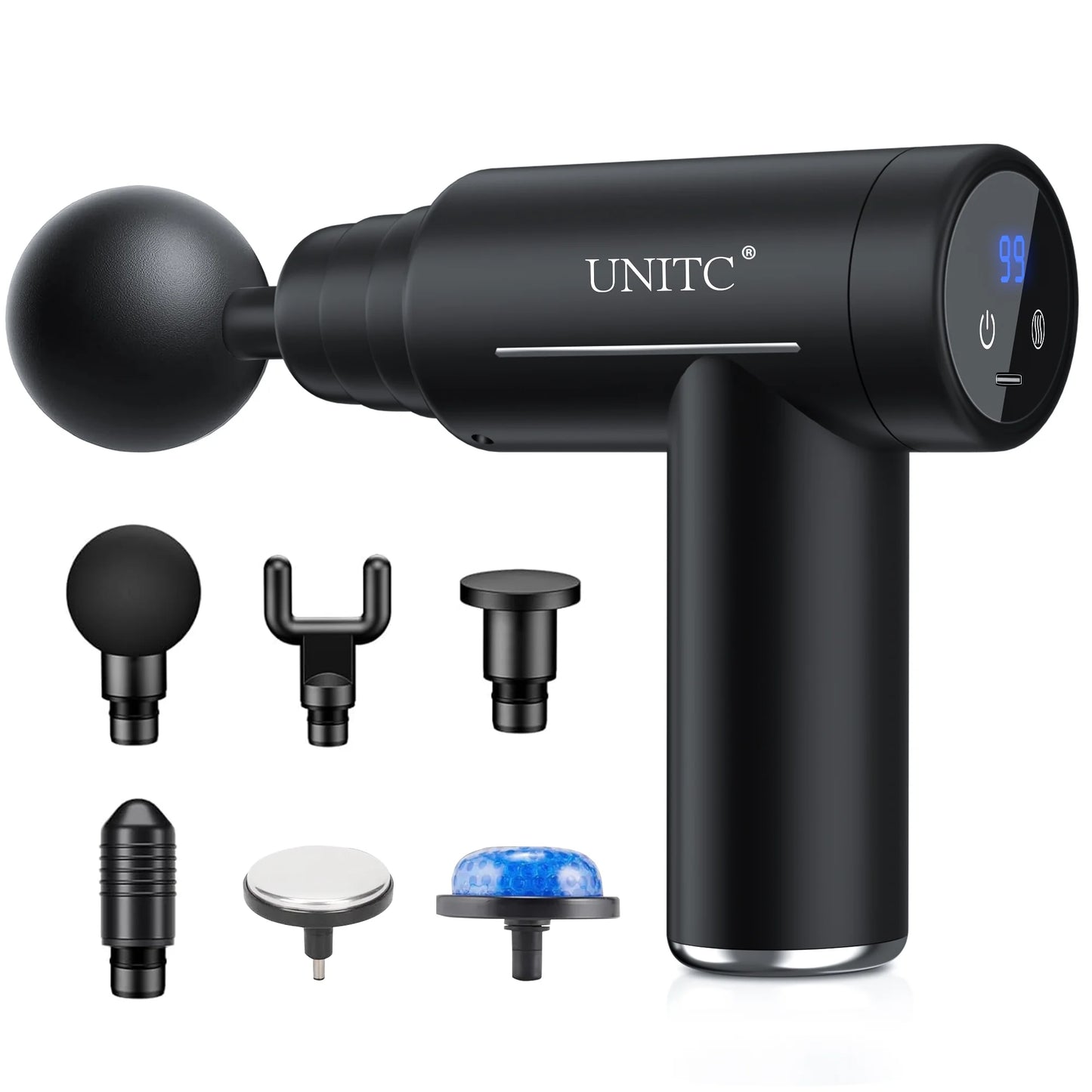 Unitc Mini Massage Gun with Heat & Cold - Deep Tissue Massager with 6 Heads