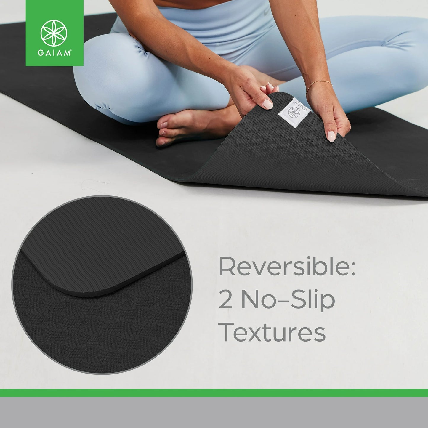 Gaiam Performance Yoga Mat - Durable TPE, 23.5" x 68" x 6MM Thick, Black