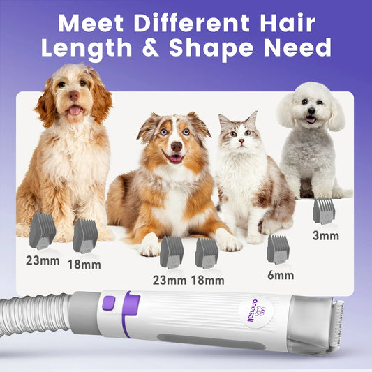 Oneisall LM3 Dog Grooming Vacuum - 8-in-1 Kit, 11000Pa Super Suction, Purple