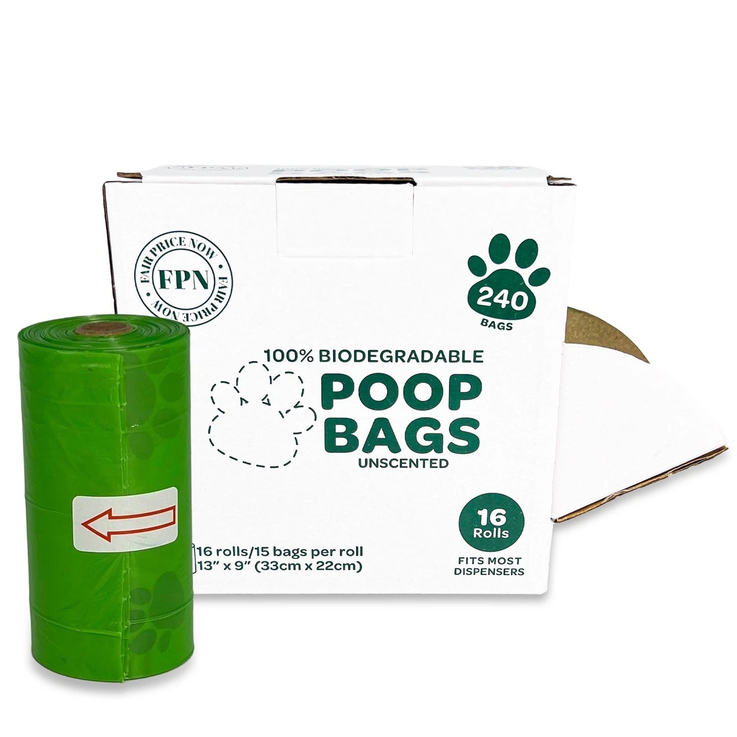 Unscented Dog Poop Bags Biodegradable - 240 Count (16 Refill Rolls) Eco-Friendly Waste Bags