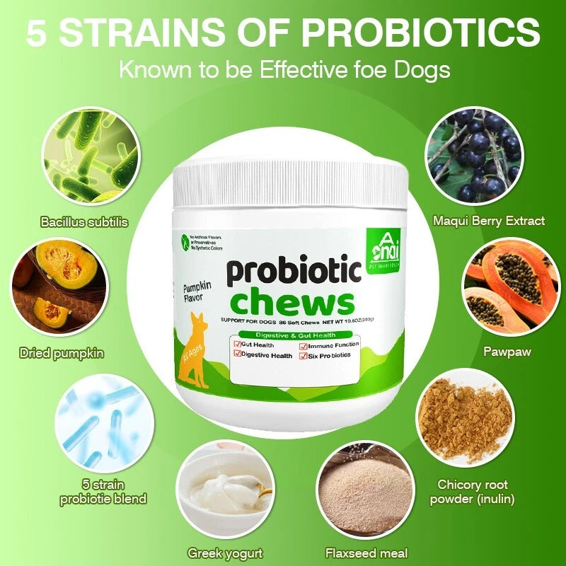 Aonai Probiotic Chews for Dogs - Digestive Support & Gut Health Soft Chews